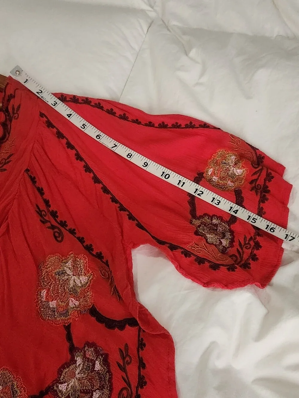 Free People Cora Dress Embroidered Red/orange Mini Cover Up Size Medium